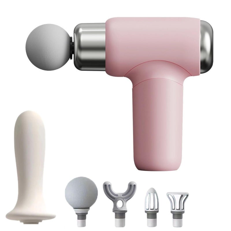 Mini Massage Gun, Powerful Fascial Gun Portable Deep Tissue Percussion Muscle Back Head Massager for Pain Relief with 5 Massage Heads High-Intensity Vibration Rechargeable Small Best Gifts for Dad Mom